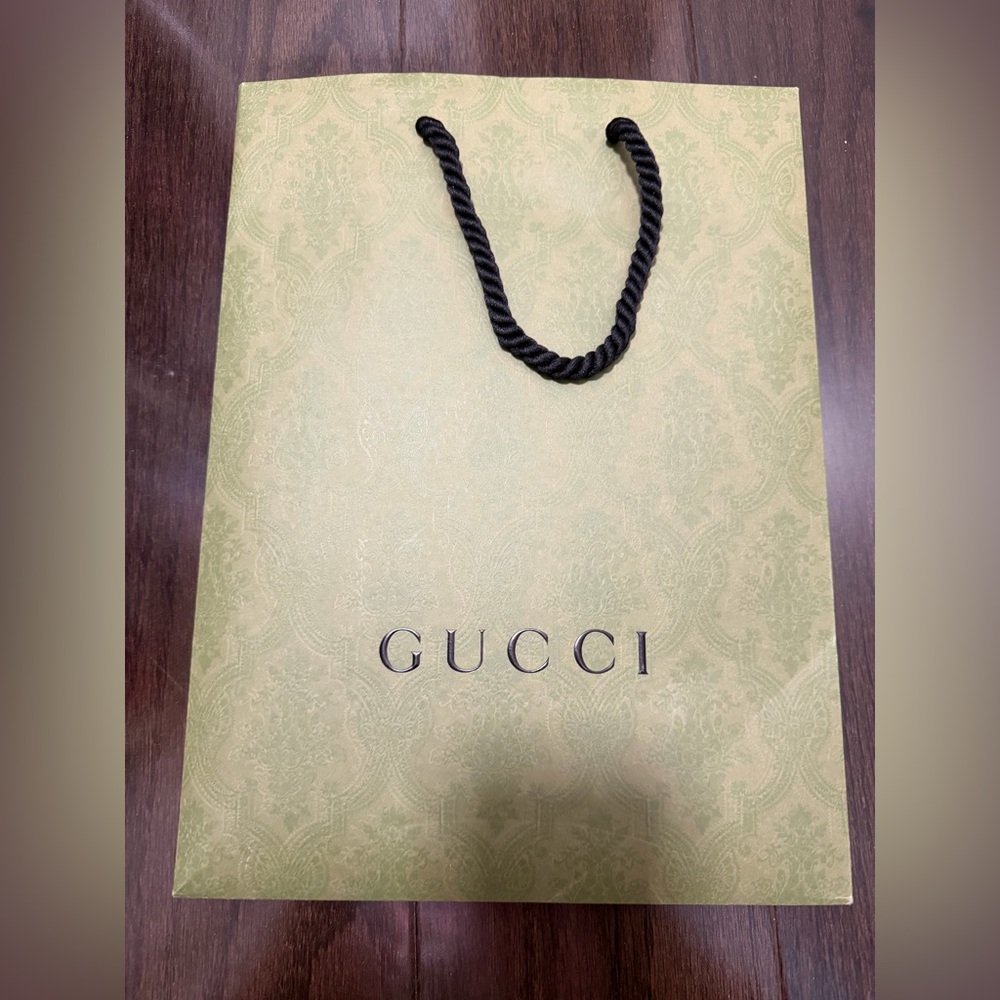 Gucci Light Green Patterned Bag with Black Handle